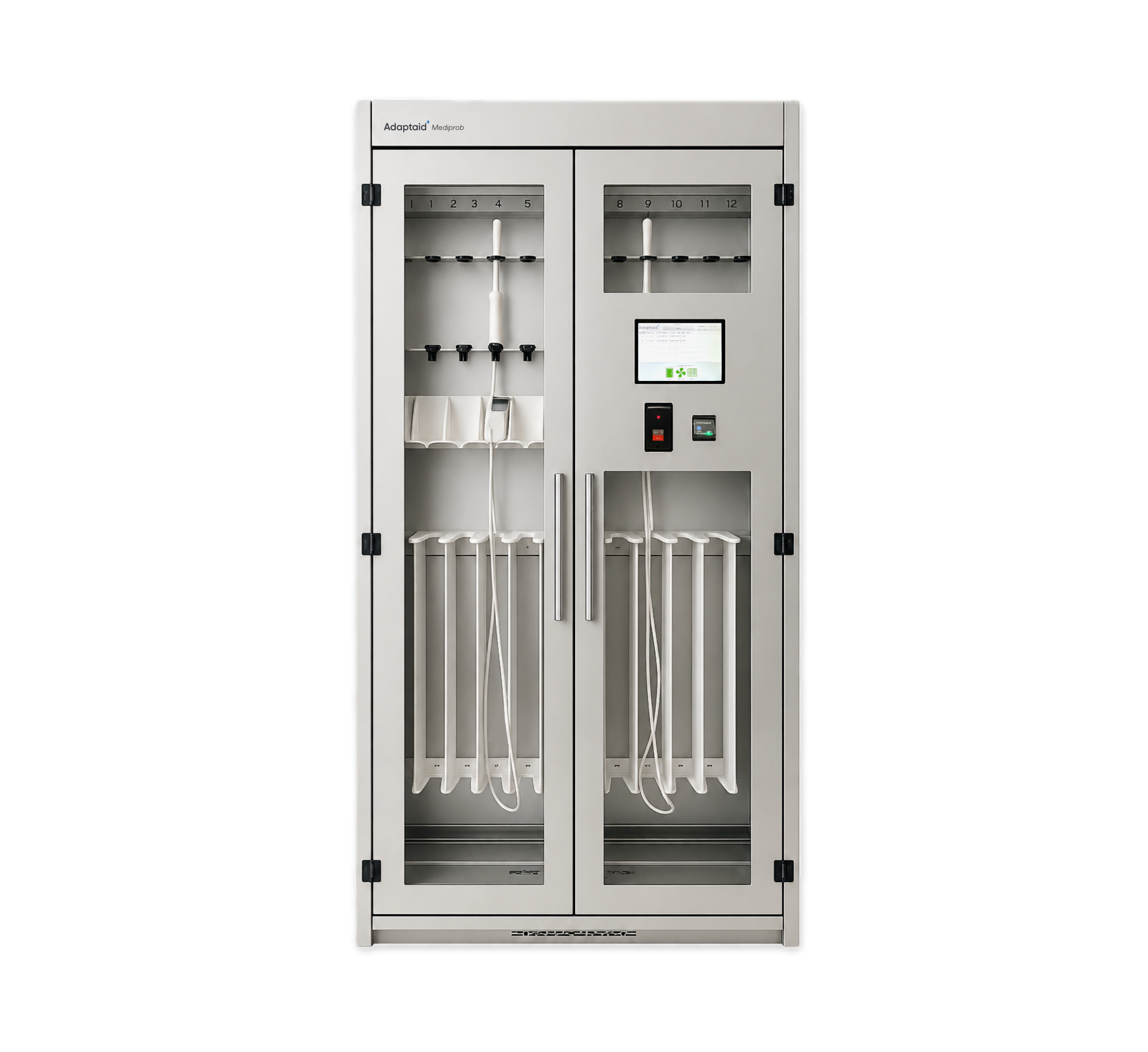 Armoire ventilée avec filtre hepa pour 12 sondes à échographie endocavitaire MEDIPROB fabriquée par Adaptaid