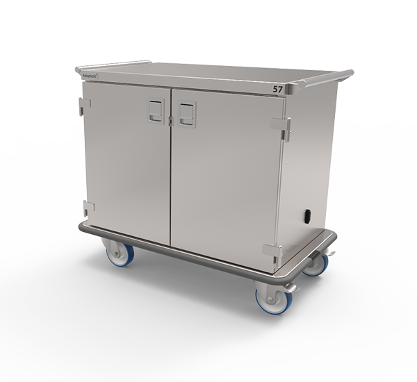 Chariot de cas en acier inoxydable à double porte pour instruments chirurgicaux