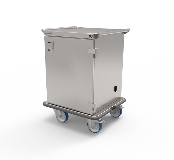 Chariot compact de transport d'instruments chirurgicaux avec porte scellée par un joint d'étanchéité