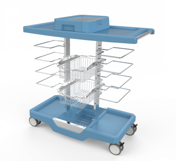 Chariot d'approvisionnement en consommables Easyfeed avec panier métallique et plateaux amovibles